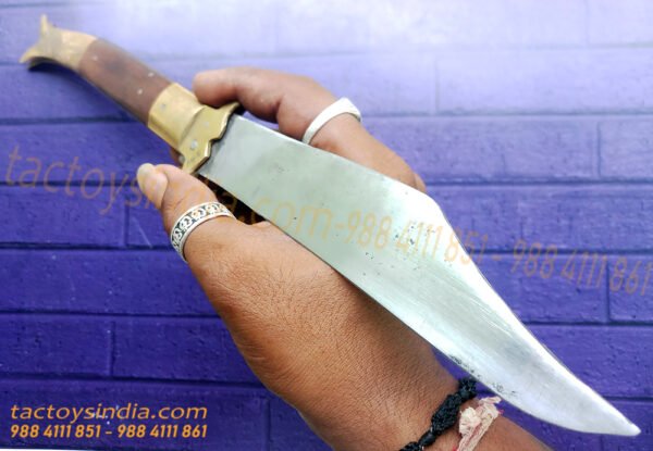 Rampuri Knife Big Sheesham wood + Brass handle Lever lock Spring Steel Switchblade Handmade Folder
