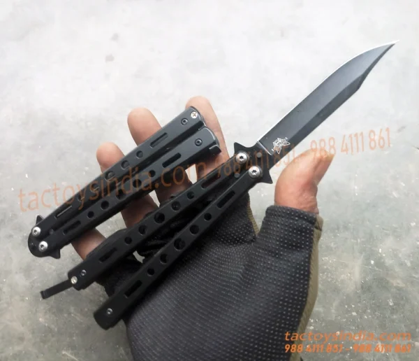 166-black - Benchmade Matt Black Butterfly balisong knives 166 black 5