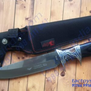 Columbia A076 Dual Finger guard Bolster with Stone inlay / Brass pipe Lanyard hole / Black dyed hardwood handle / Full tang / 330c Steel blade knife tactoysindia.com