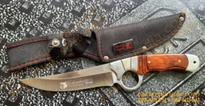 Columbia A10 Close Combat Knife / Finger Hole Guard Handle / 440c Blade / Full Tang / Lanyard Hole / SS with Natural wood handle tactoys India