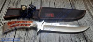 Columbia A11 full tang Blade - SS Handle scales with unique Epoxy resin Inserts - Lanyard Hole - Nylon Belt Carry Pouch - utility knife by TactoysIndia knives