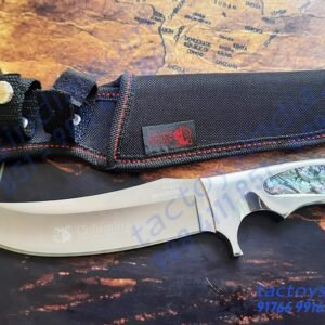 Columbia A12 Indian Kirpan Shaped Traditional Punjabi Knife / Single Pc Built with Turquoise Stone Inlay handle / Lanyard Hole / Full Tang carbon Steel blade by Tactoys India