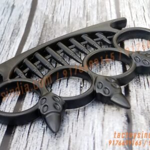 Black-3-Spikes-Paracord-Braidable-Knuckles-4-Finger-Ring-Punching-Weapon-India