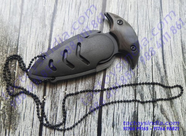Push Dagger Neck Knife defence Pendant With Quick release ABS Fibre Sheath and Adjustable Ball Chain by Tactoys India