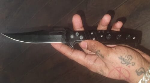 Ninja Red/Black Assassin's choice Automatic Folder Safety Button knife photo review