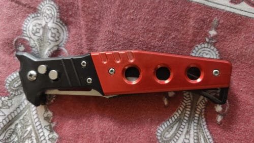 Ninja Red/Black Assassin's choice Automatic Folder Safety Button knife photo review